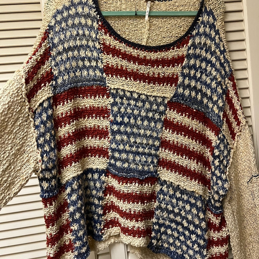 Patriotic Patchwork Knit Sweater